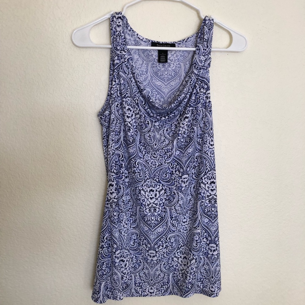 White House Black Market blue patterned top